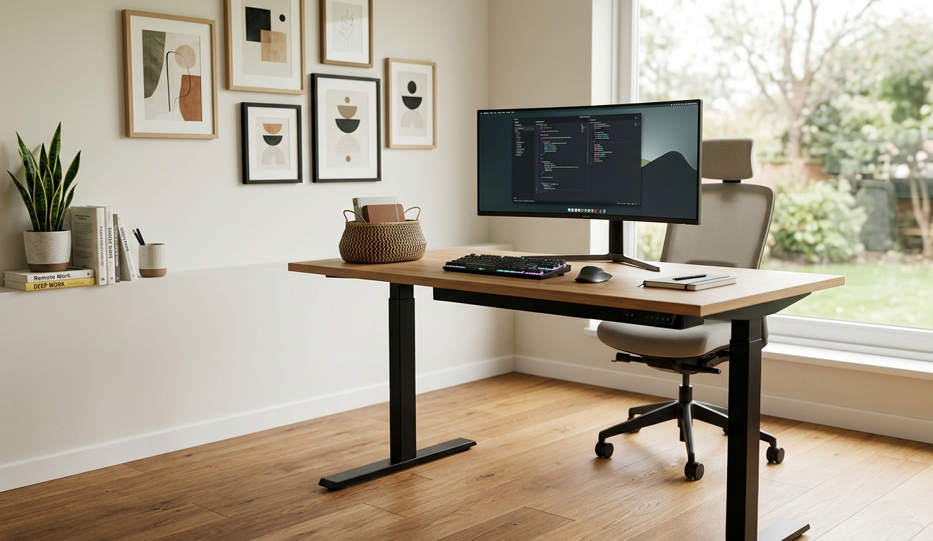 Modernes höhenverstellbares Stehpult im Homeoffice